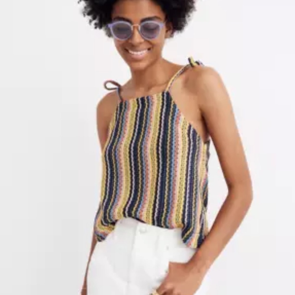 NEW Madewell Women's Texture & Thread Tie Shoulder Tank Top in Rainbow - size S